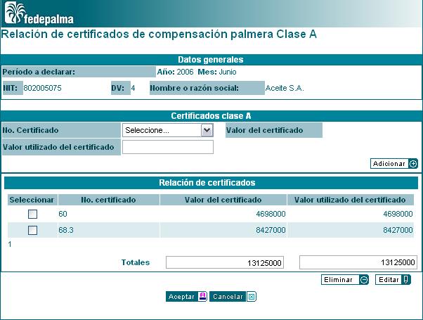 Relacion de Certificados clase A
